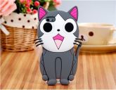 Capa de Silicone 3D Gatinho  para iPhone 5 (Cinza)