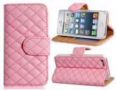 Capa de Couro Flip Porta Cartão e Suporte iPhone 5 (rosa)