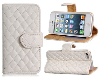 Capa de Couro Flip Porta Cartão e Suporte iPhone 5 (Branco)