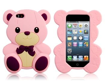 Capa De Silicone Ursinho para iPhone 5 (rosa)